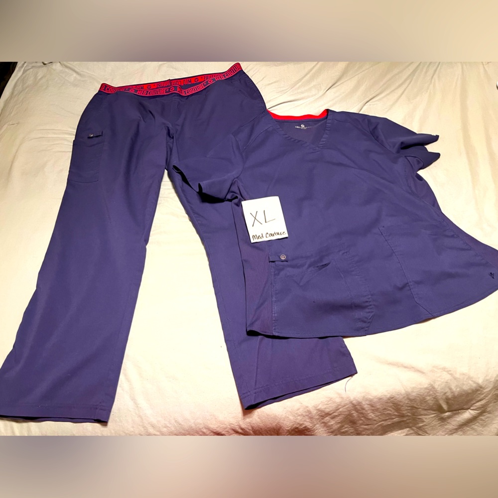 XL Purple Med Couture Scrub Set